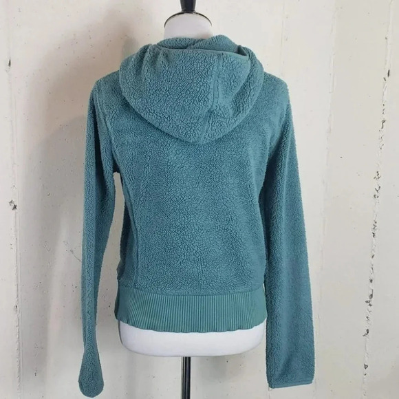 AEO M teal fuzzy front zip hooded Jacket - Picture 2 of 6